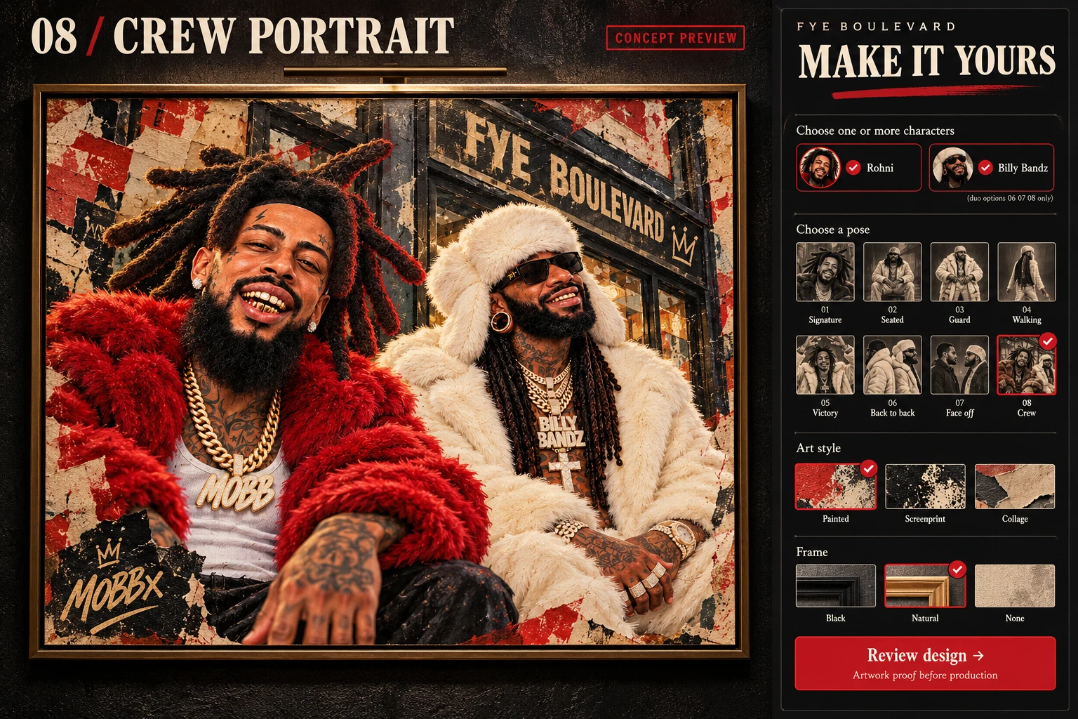 Crew Portrait artwork example with MOBBx signature