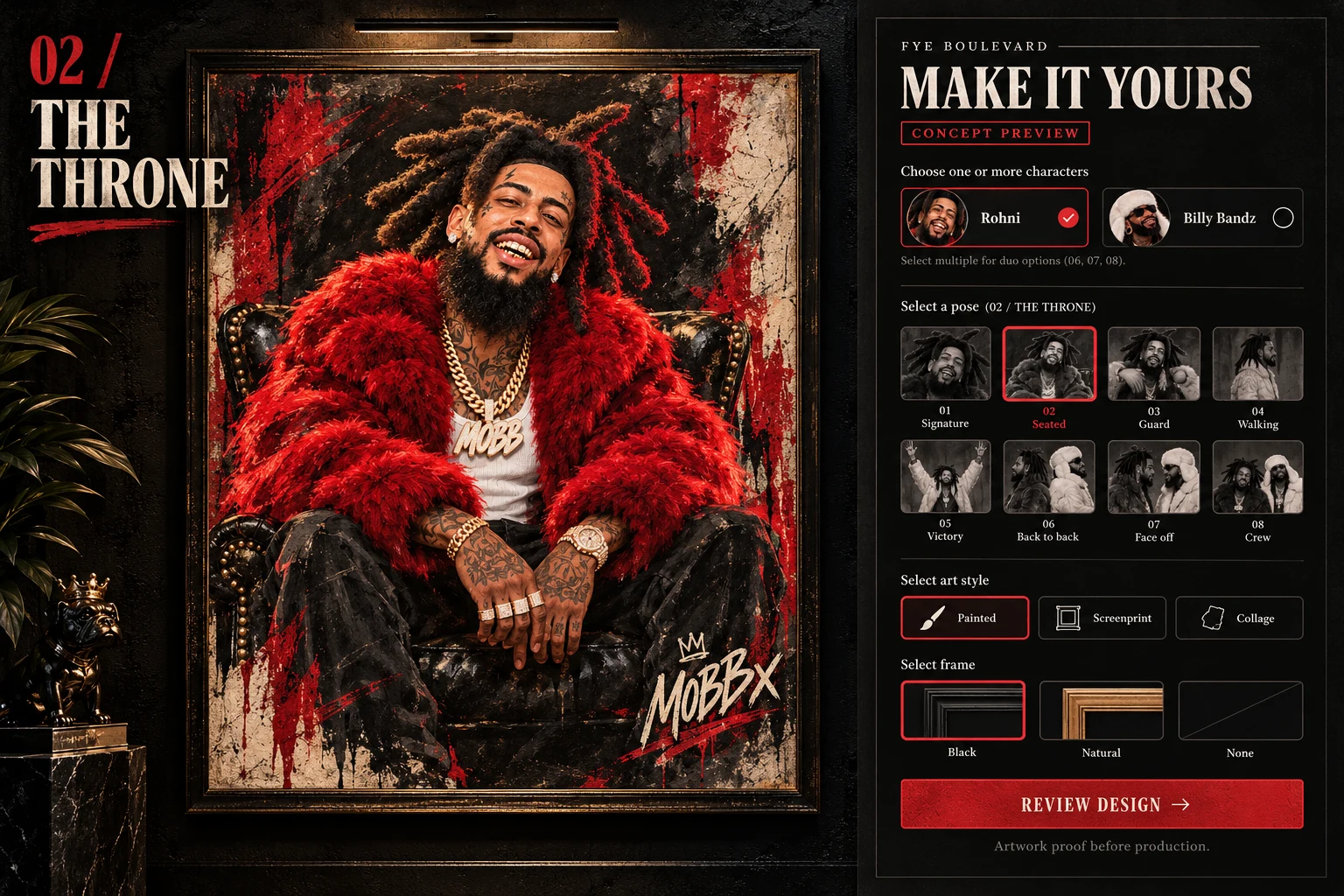 The Throne artwork example with MOBBx signature