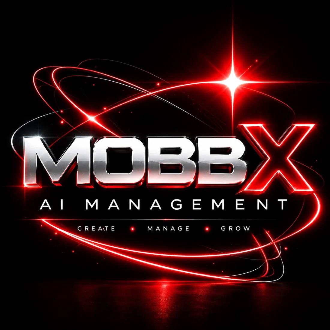 MOBB X AI Management chrome and red logo